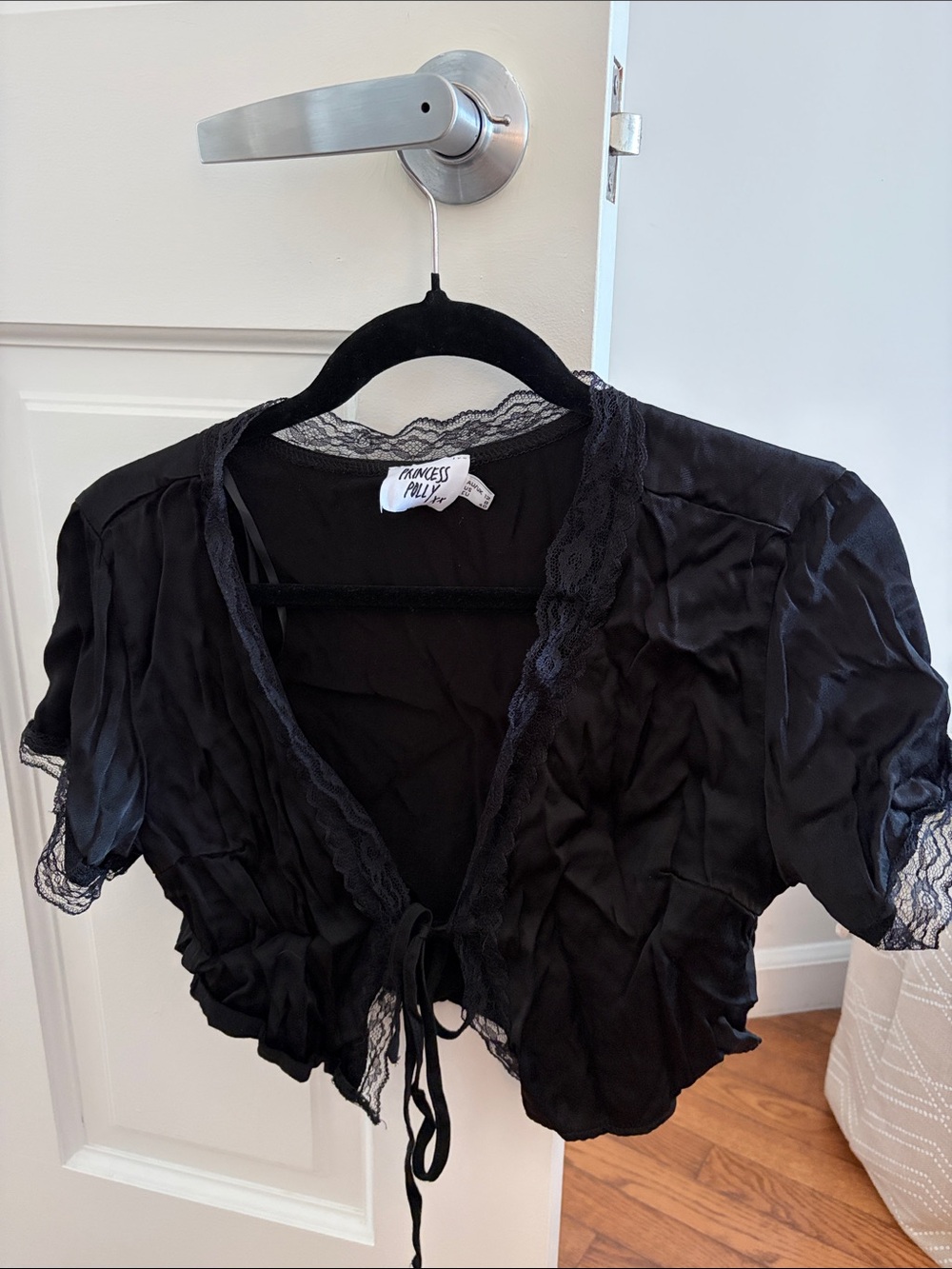 Princess Polly Black Lace Tie-Front Bolero
